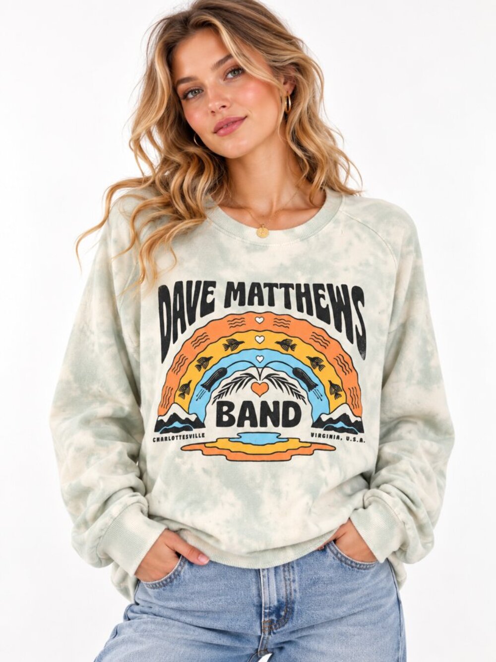 DAVE MATTHEWS Band Concert Tie Dye Fleece Sweatshirt M
